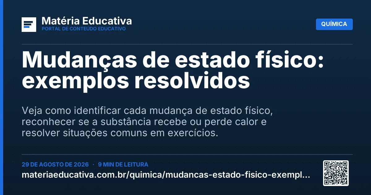 Resumo visual: Mudanças de estado físico: exemplos resolvidos