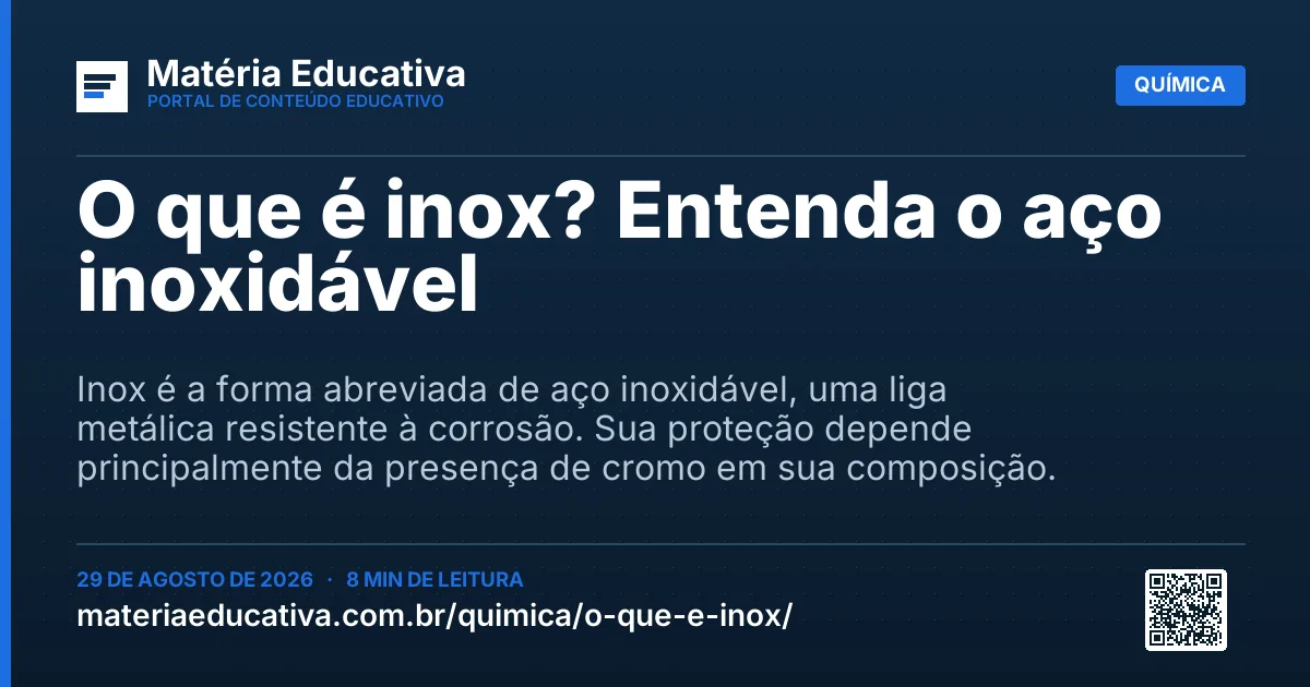 Resumo visual: O que é inox? Entenda o aço inoxidável
