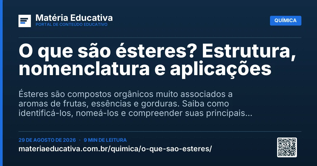Resumo visual: O que são ésteres? Estrutura, nomenclatura e aplicações
