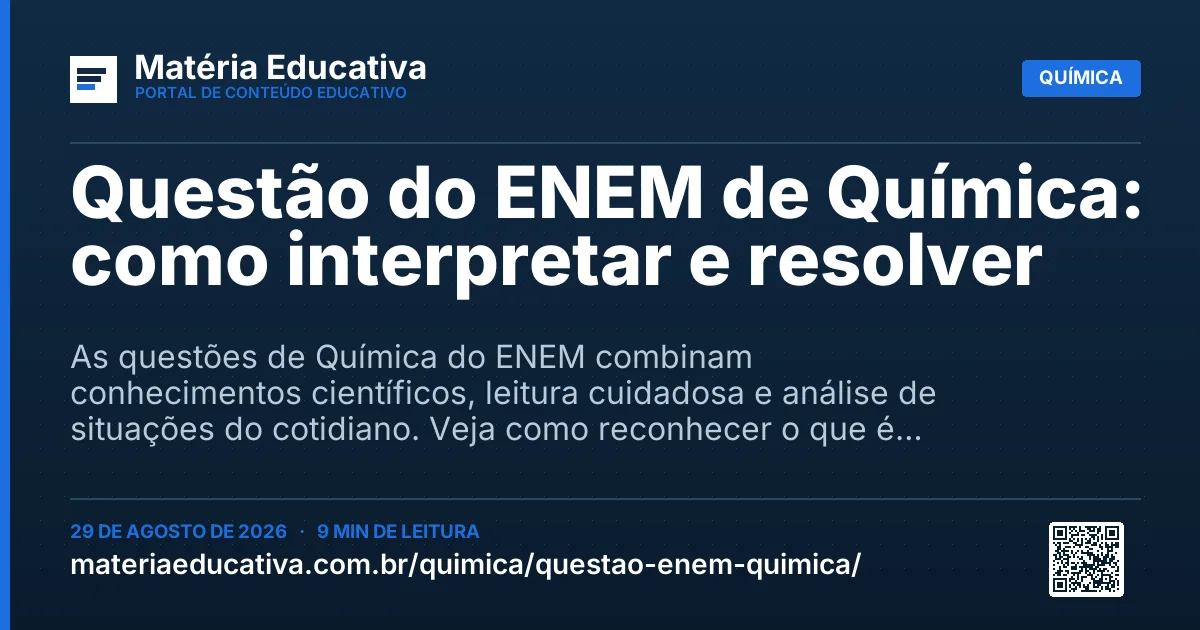 Resumo visual: Questão do ENEM de Química: como interpretar e resolver