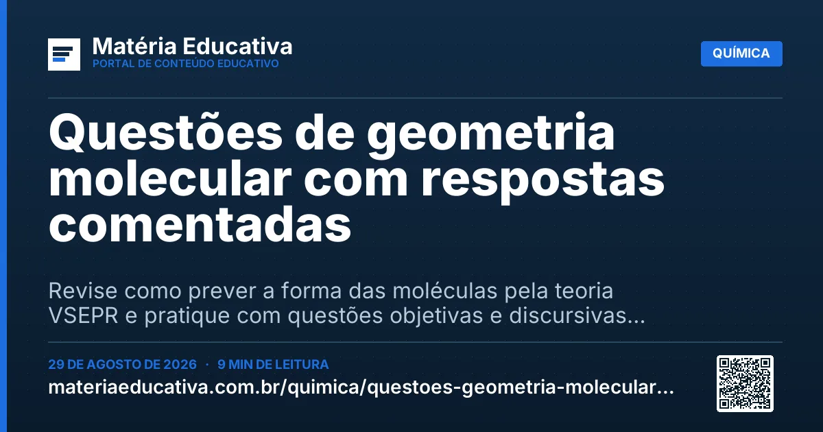 Resumo visual: Questões de geometria molecular com respostas comentadas