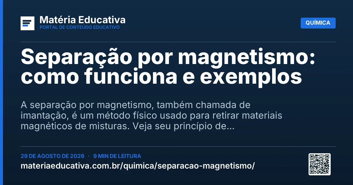 Resumo visual: Separação por magnetismo: como funciona e exemplos