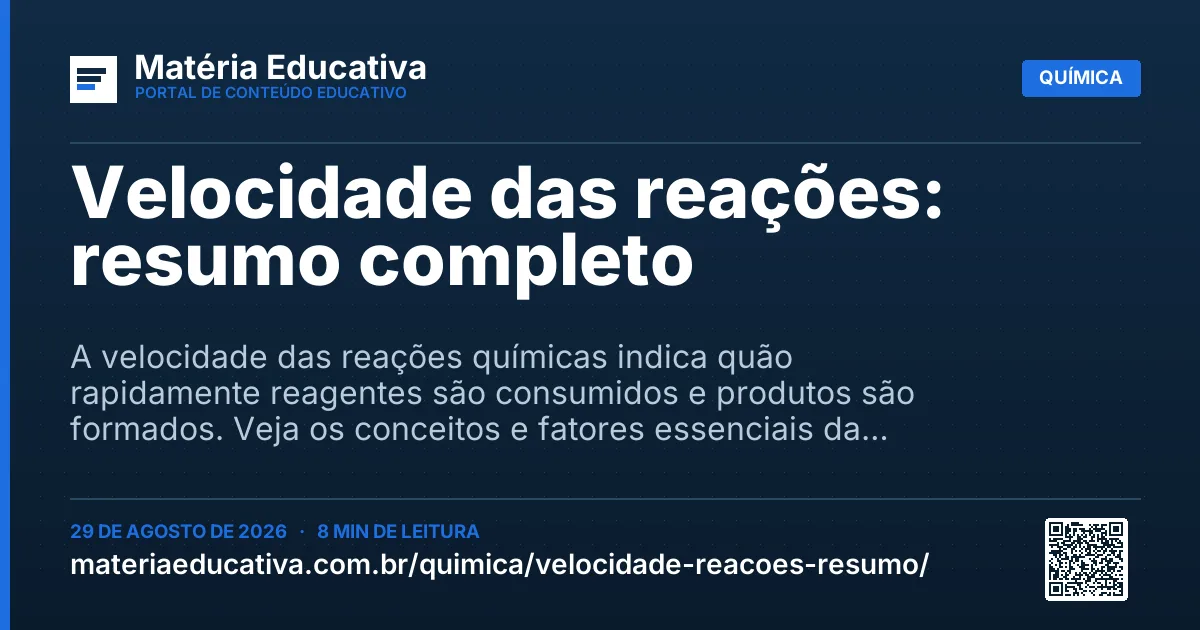 Resumo visual: Velocidade das reações: resumo completo