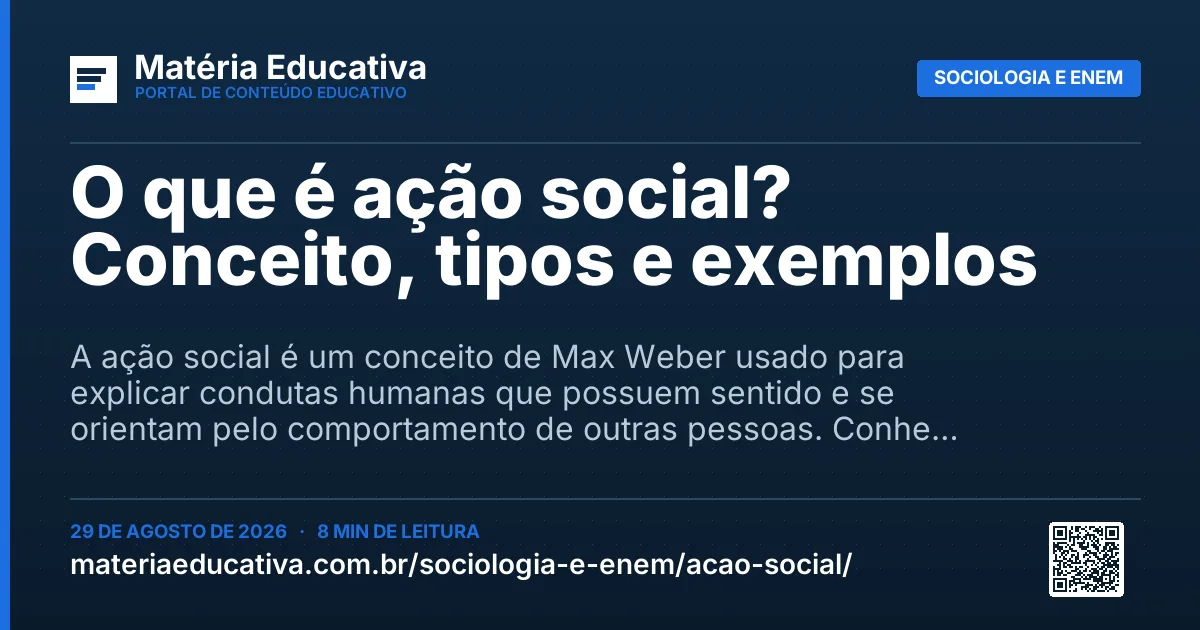 Resumo visual: O que é ação social? Conceito, tipos e exemplos