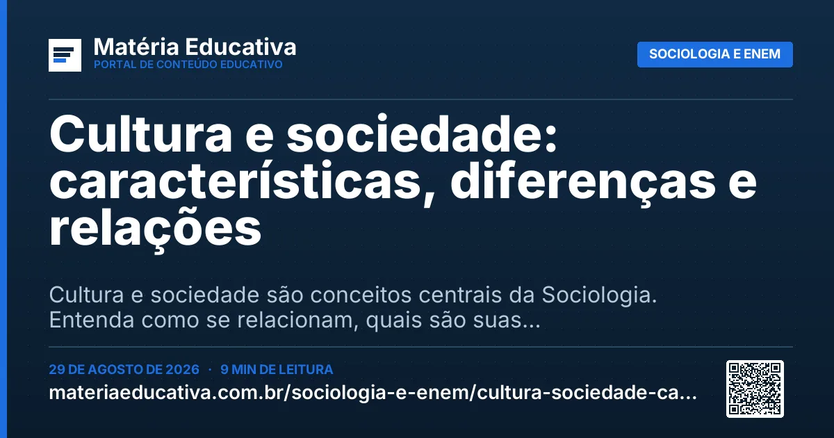 Resumo visual: Cultura e sociedade: características, diferenças e relações