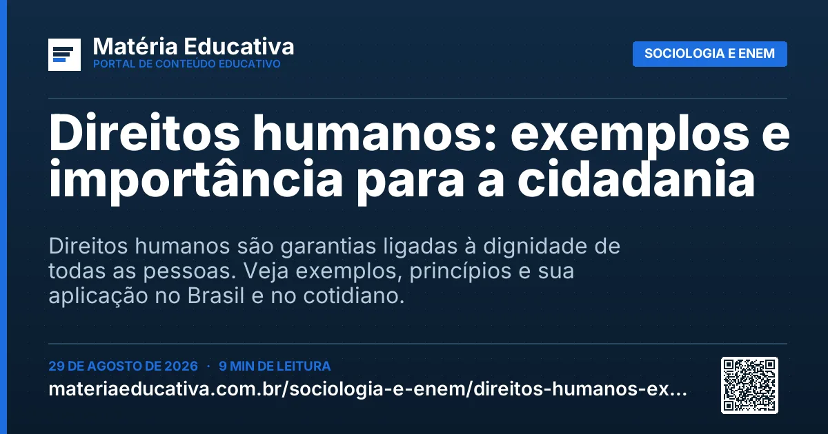 Resumo visual: Direitos humanos: exemplos e importância para a cidadania