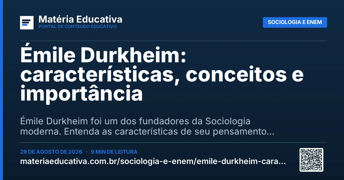 Resumo visual: Émile Durkheim: características, conceitos e importância