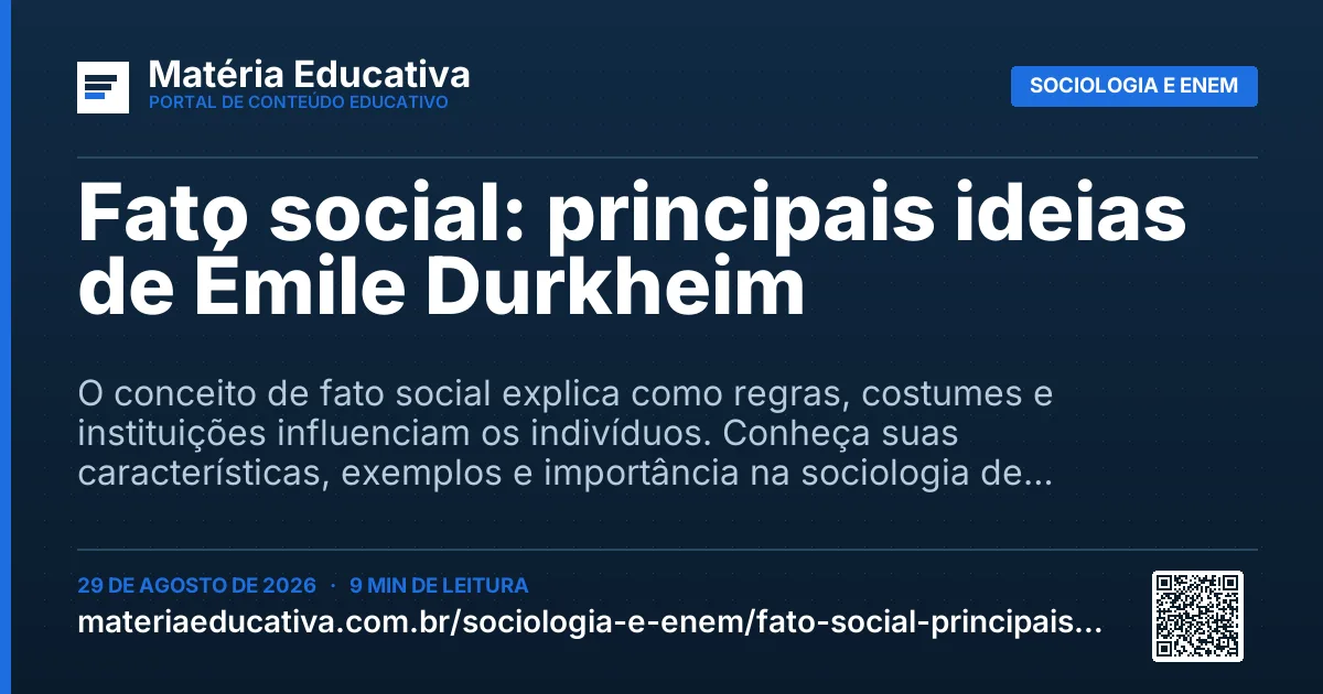 Resumo visual: Fato social: principais ideias de Émile Durkheim