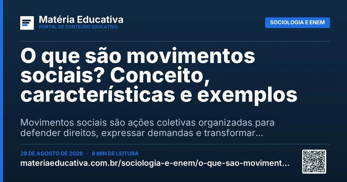 Resumo visual: O que são movimentos sociais? Conceito, características e exemplos