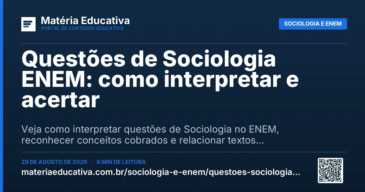 Resumo visual: Questões de Sociologia ENEM: como interpretar e acertar