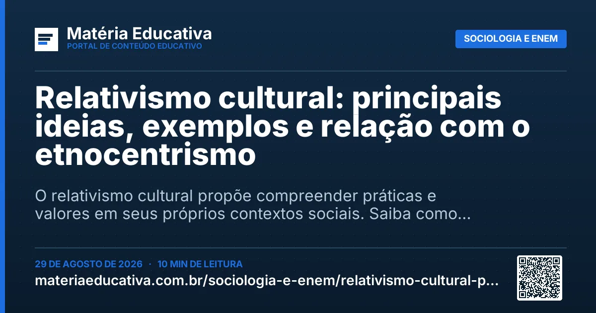 Resumo visual: Relativismo cultural: principais ideias, exemplos e relação com o etnocentrismo