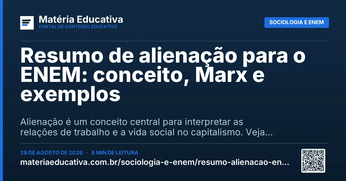 Resumo visual: Resumo de alienação para o ENEM: conceito, Marx e exemplos