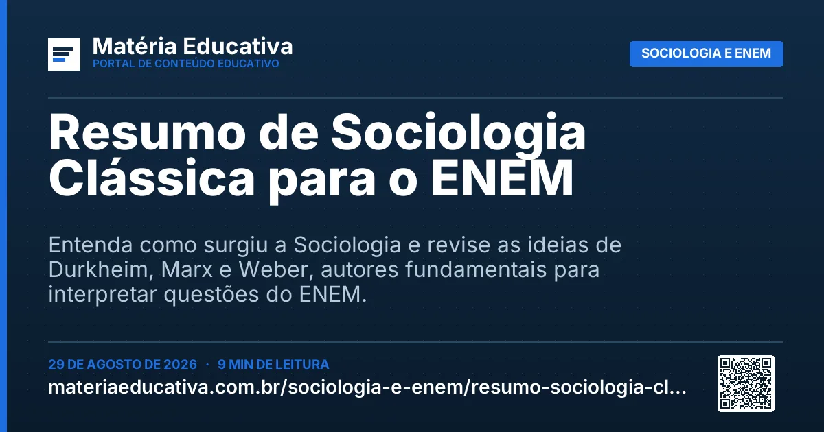 Resumo visual: Resumo de Sociologia Clássica para o ENEM