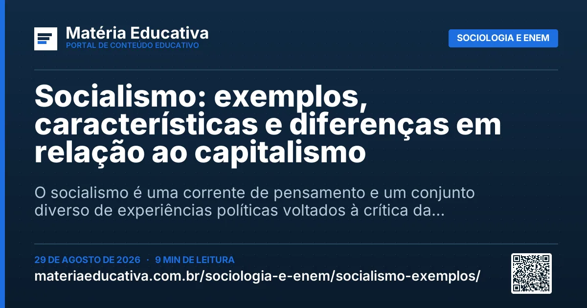 Resumo visual: Socialismo: exemplos, características e diferenças em relação ao capitalismo