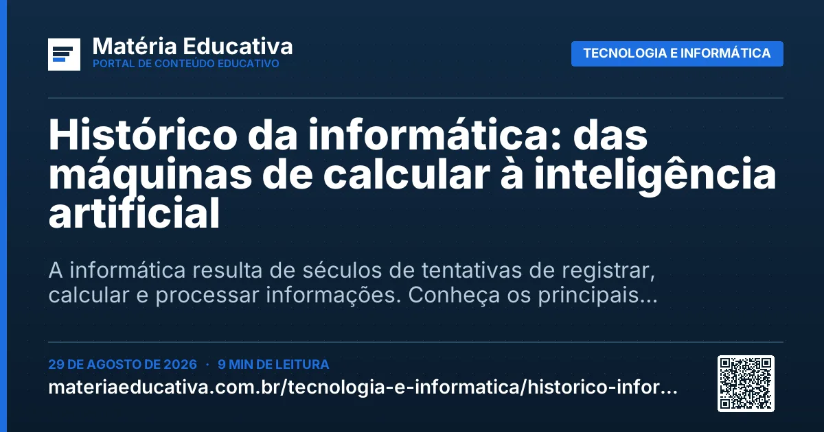 Resumo visual: Histórico da informática: das máquinas de calcular à inteligência artificial